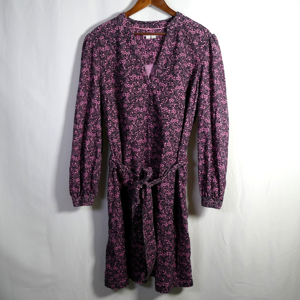 Boden Womens Corduroy Floral Tie Waist Dress Size 20/22 Long Office Modest